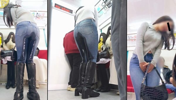デニムジーンズにオシッコお漏らし