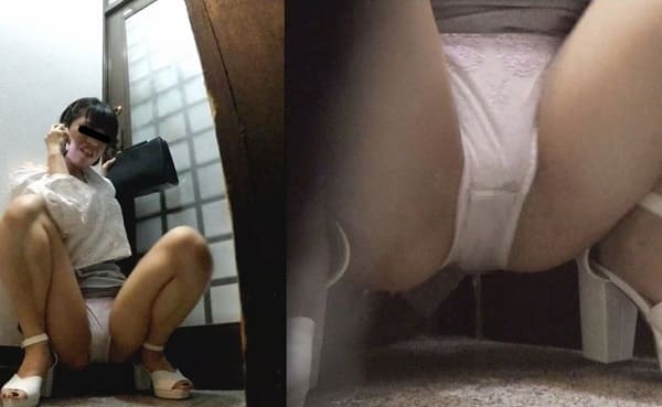 パンティ丸出しでオシッコお漏らし