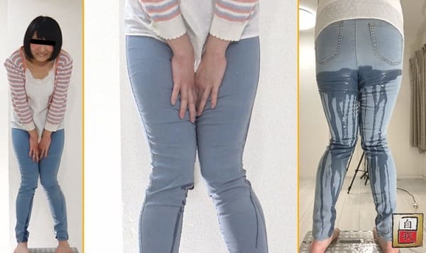 デニムジーンズにオシッコお漏らし