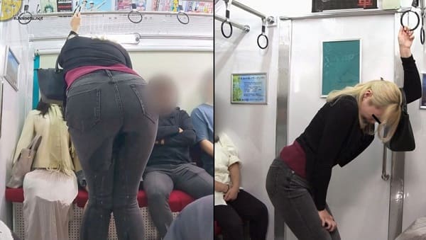 ジーパンにオシッコお漏らし
