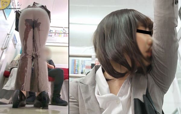 OLがピタパンにオシッコお漏らし