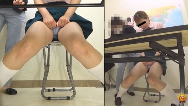 女子高生がオシッコお漏らし