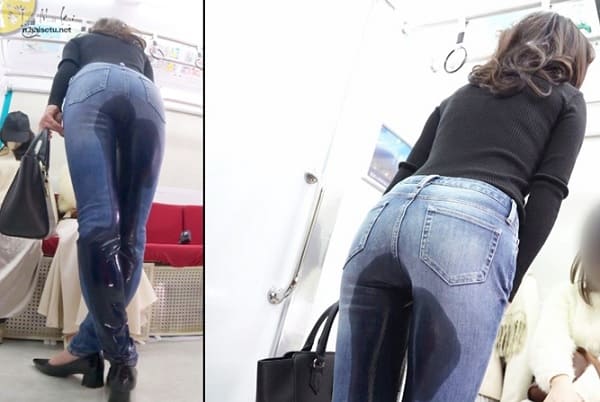 デニムジーンズにオシッコお漏らし